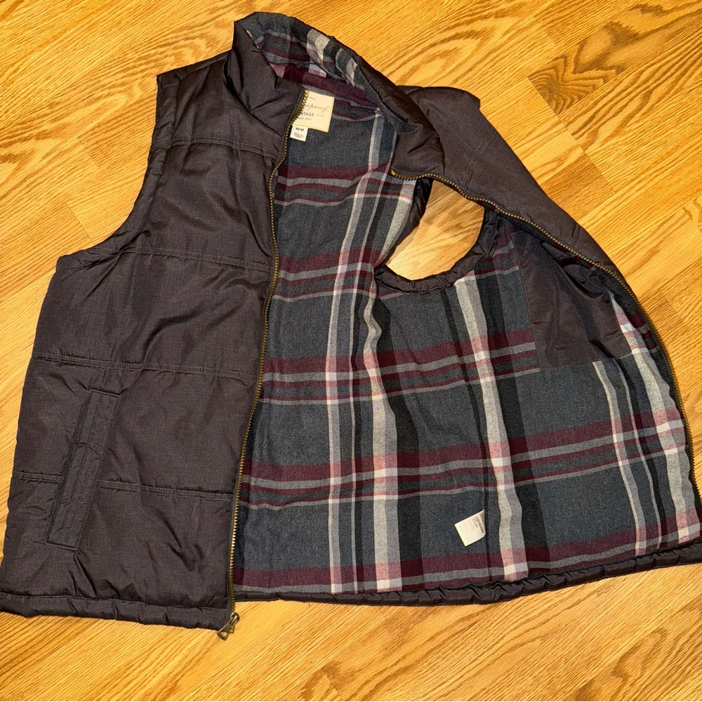 Weatherproof Vintage Men's Flannel Lined Puffer Vest Gray Sz‎ M